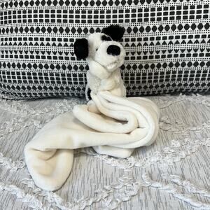 Jellycat Black White Puppy Dog Lovey Security Blanket Plush Stuffed